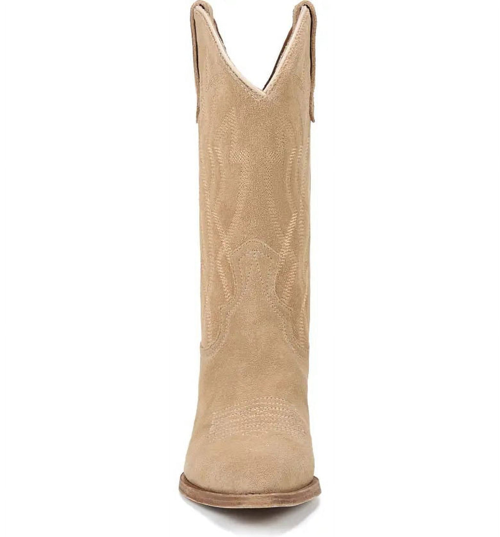 Sand Suede Pointed Toe Western Boots L1466