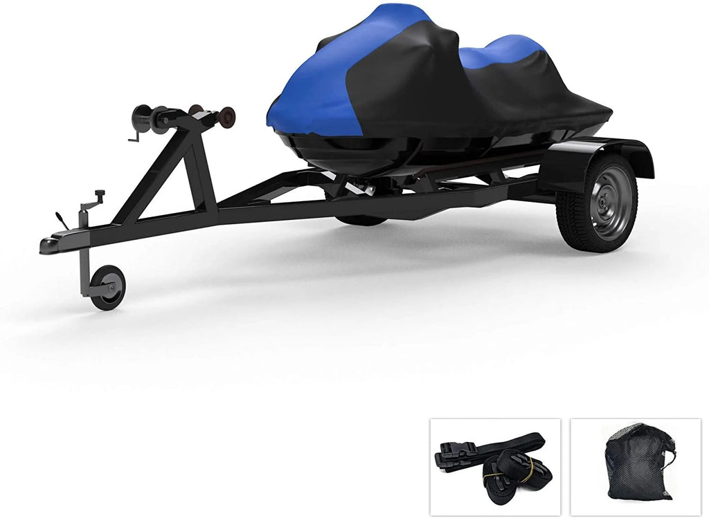 Blue/Black Trailerable Jet Ski Cover with Storage Bag E375561
