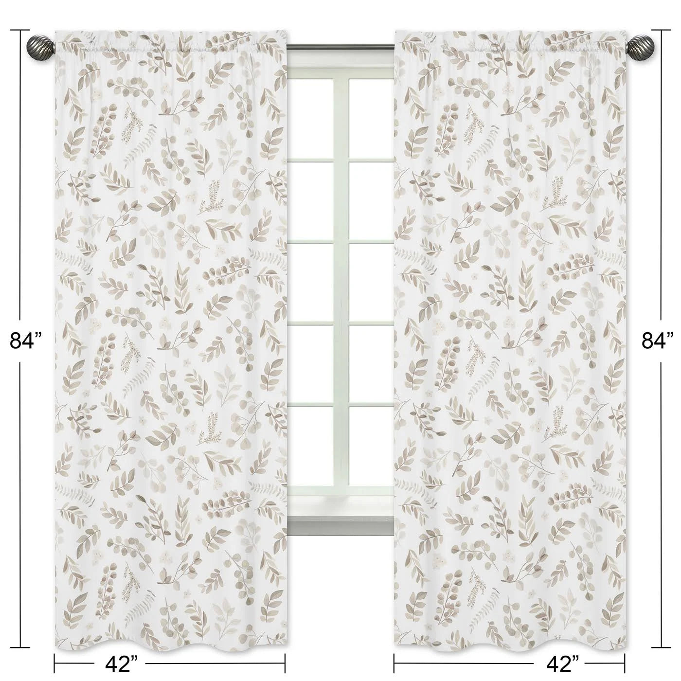 Botanical Taupe Window Panels, Set of 2 L322817