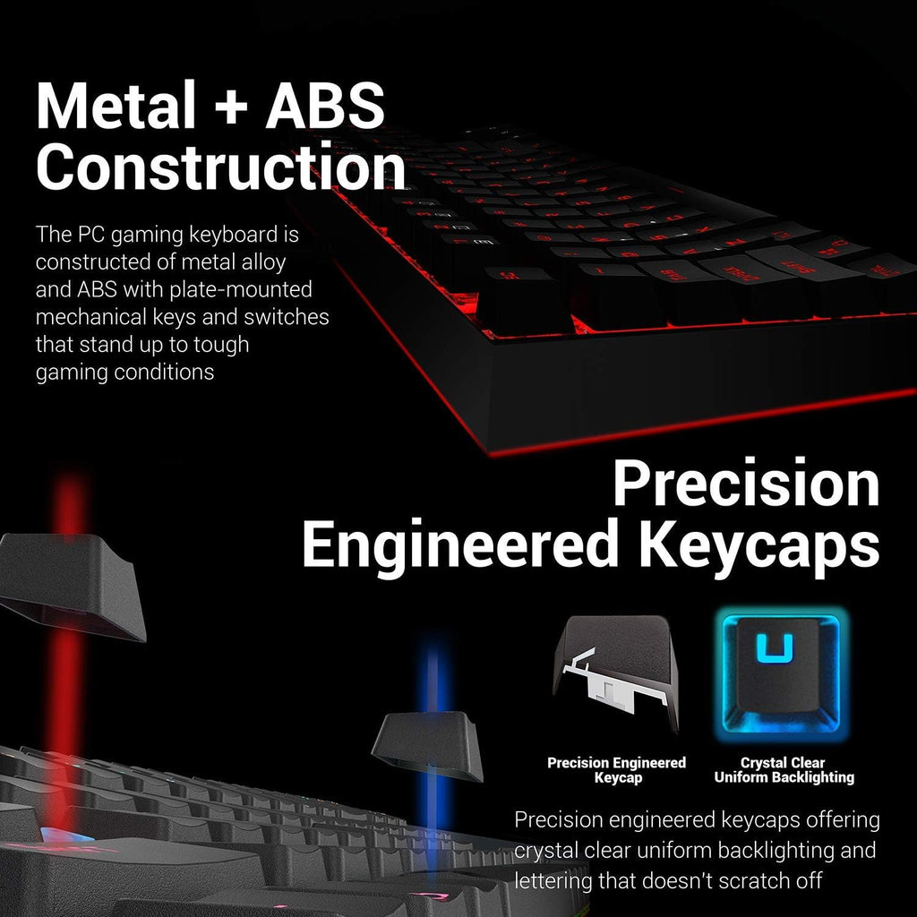Mechanical Gaming Keyboard and Mouse Combo, Tenkeyless, 60% with Arrow Key, 7200 DPI Mouse, Pack of 2 G402