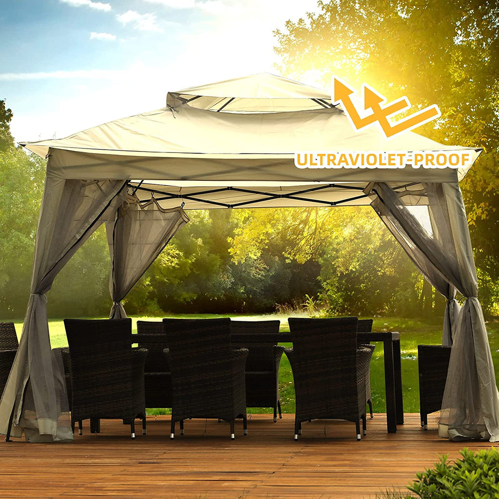 11 x 11 Outdoor Pop Up Gazebo Canopy Tent with Mosquito Netting A70874