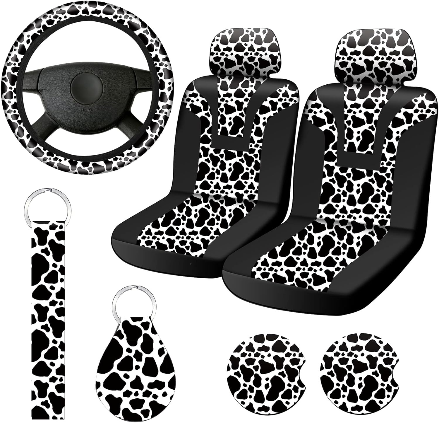 7 Pieces Leopard Cow Print Car Accessories Set B405