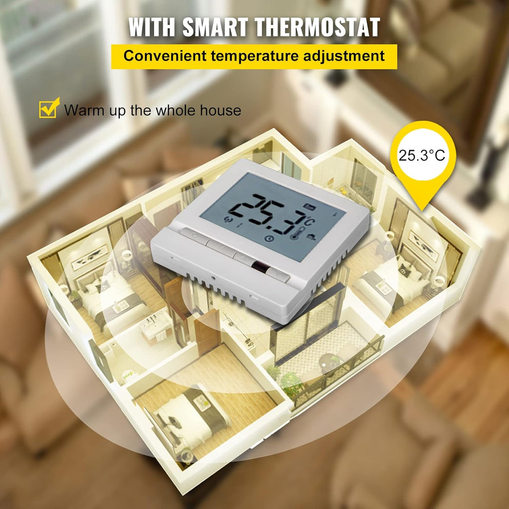 Floor Heating Cable 83.3 Square Feet Waterproof Insulated with Temperature Control Panel D669718