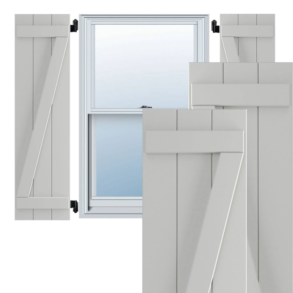16-1/8x22 x 39x22 PVC Board and Batten Shutters, Hailstorm Gray, Per Pair V57565