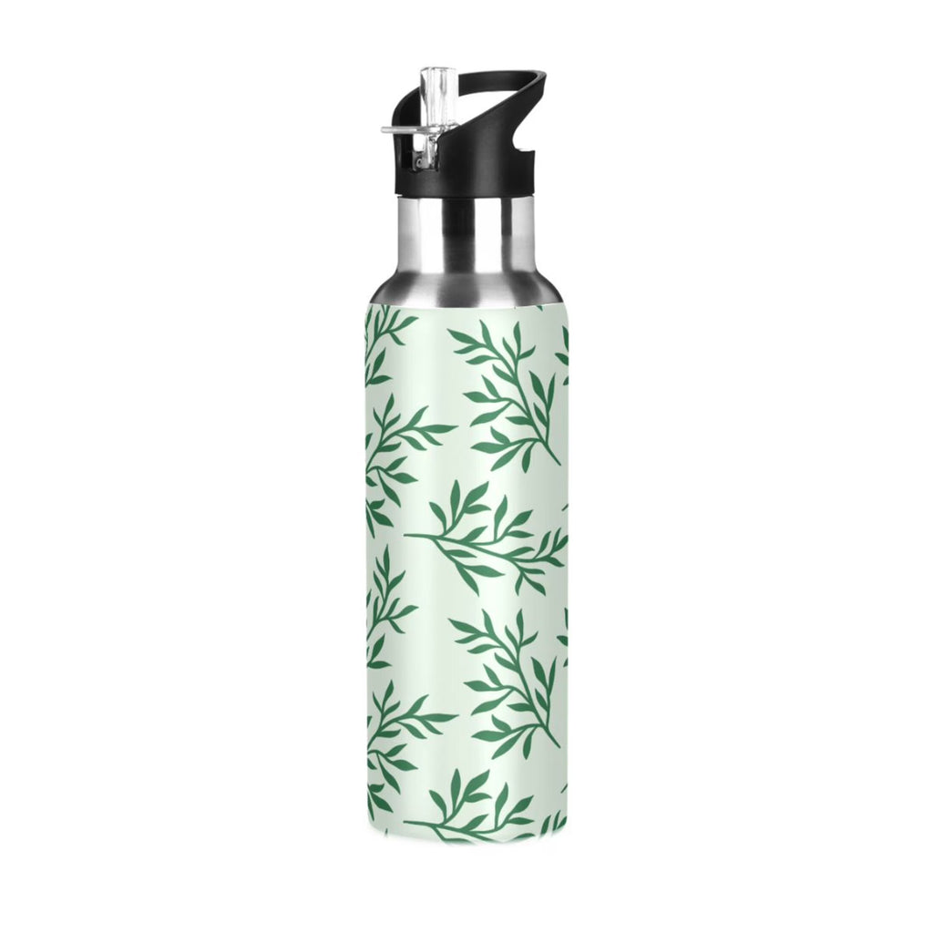 Green Stainless Steel Insulated Water Bottle with Straw Lid T1368