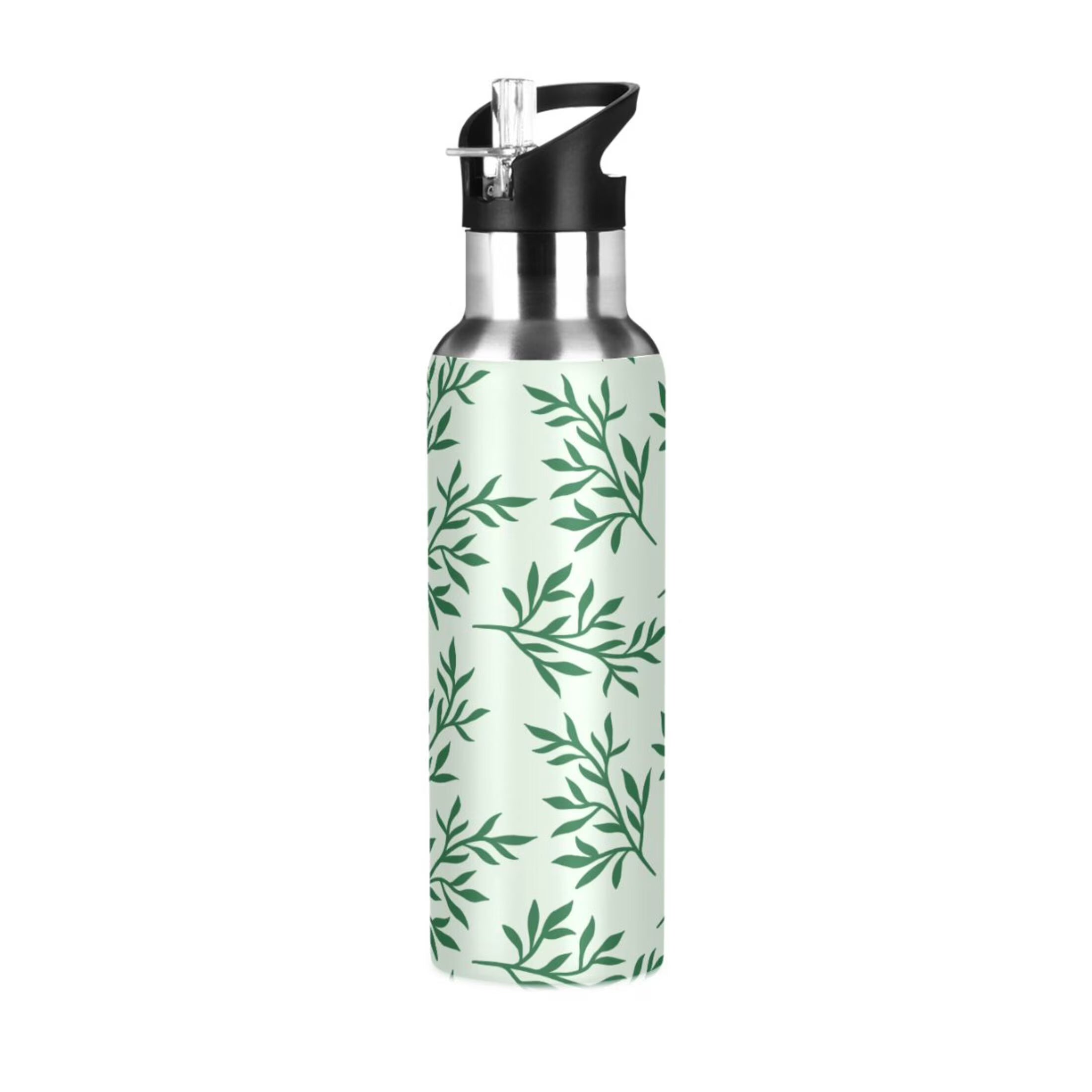 Green Stainless Steel Insulated Water Bottle with Straw Lid T1368