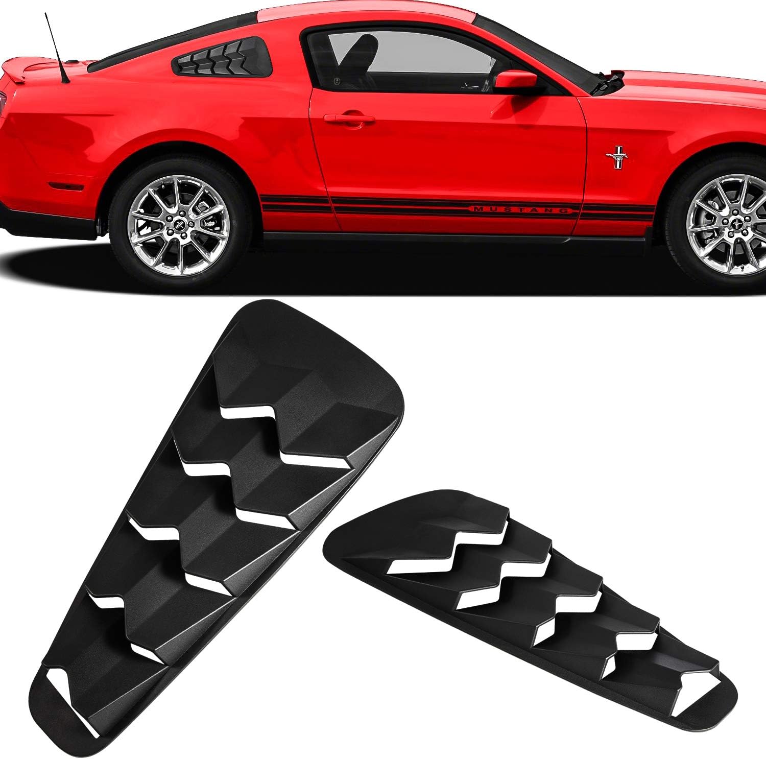 3pcs ABS Matte Black Rear & Side Window Louvers K754977