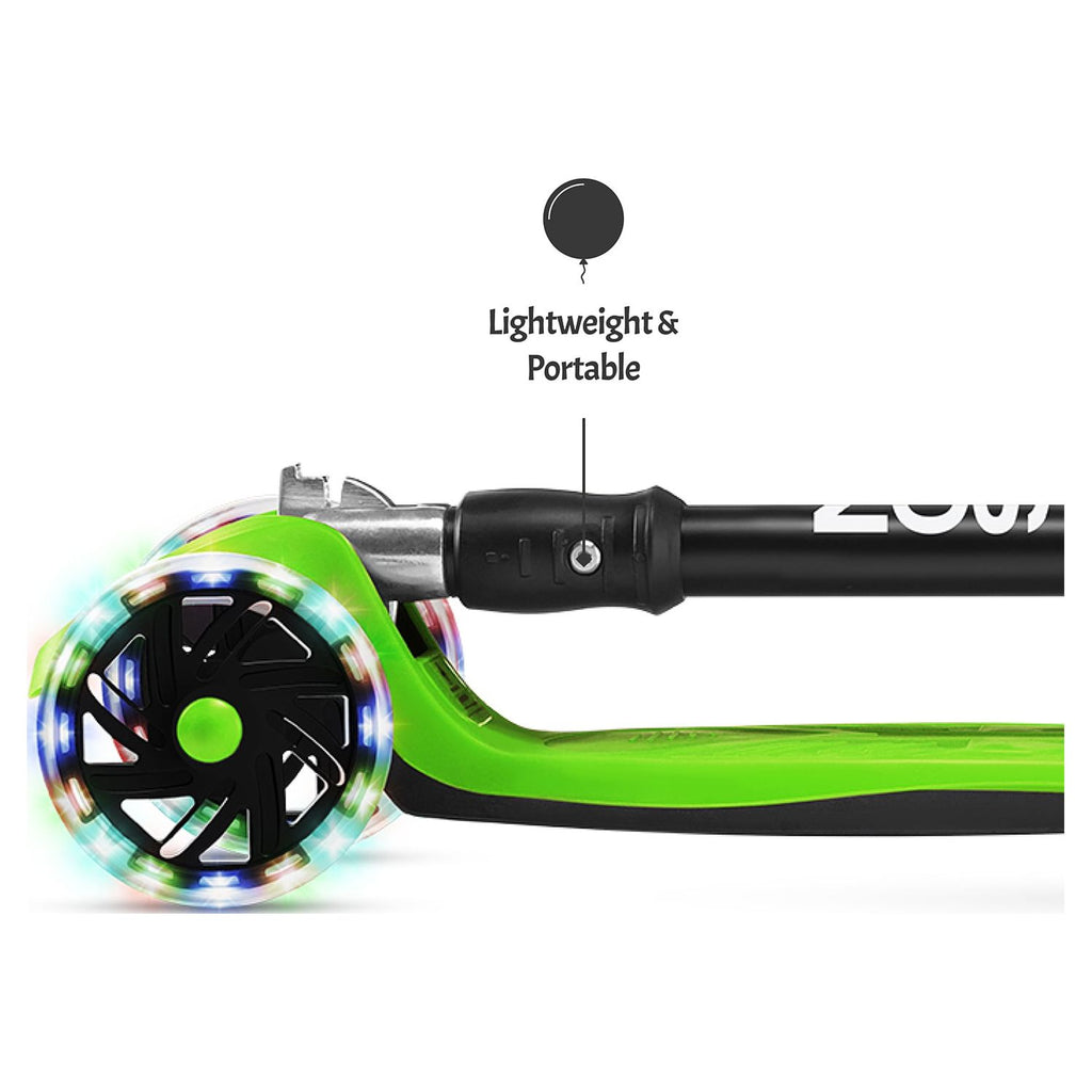 Green Twin Kick Scooter with LED Light up Wheels U53268