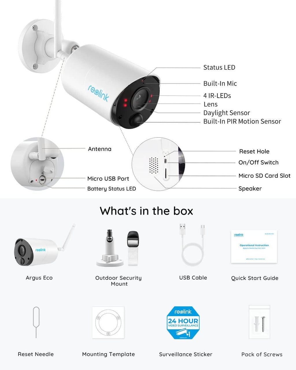 1080P HD Wire-Free Rechargeable Battery Powered Outdoor Security Camera 2 Pack W808