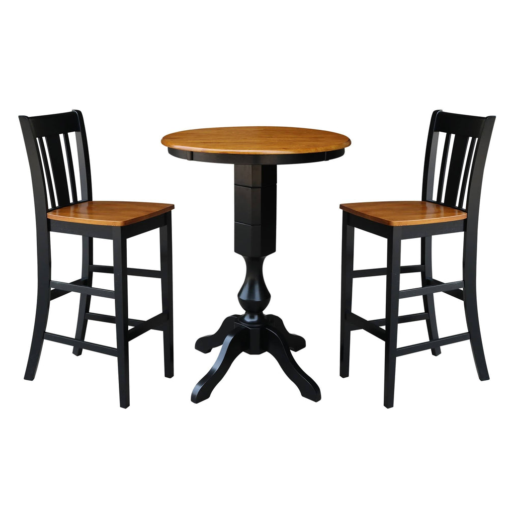 Round Pedestal Bar Height Table with 2 Bar Height Stools X4380