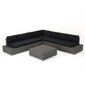 3 Piece Outdoor Wicker Sectional Sofa Set in Black D277