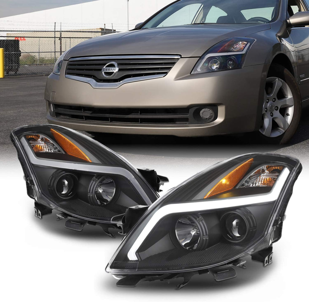 Smoke Lens LED Strip Projector Headlight Black Housing Assembly P9049