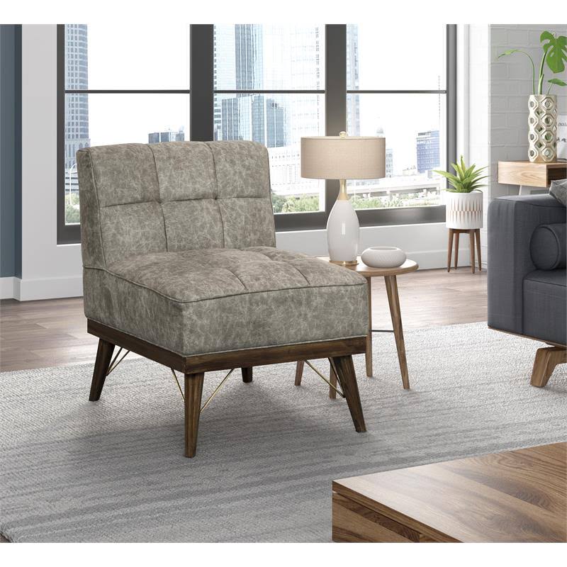 Grey Wood Base Accent Chair N1014