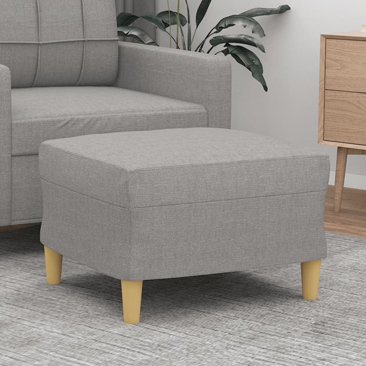 Fabric Padded Ottoman with Wood Legs Stool A67305