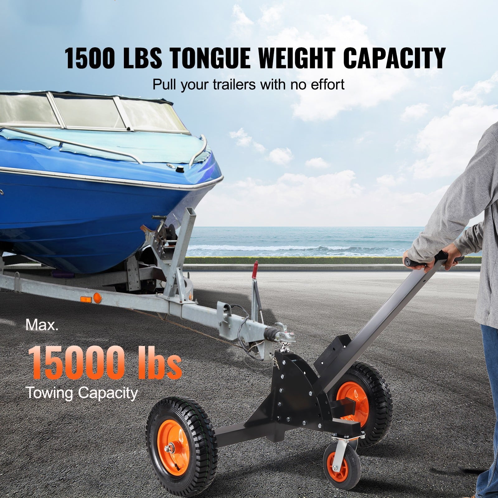 Adjustable Trailer Dolly with 2'' Ball & 16'' Pneumatic Tires R4011