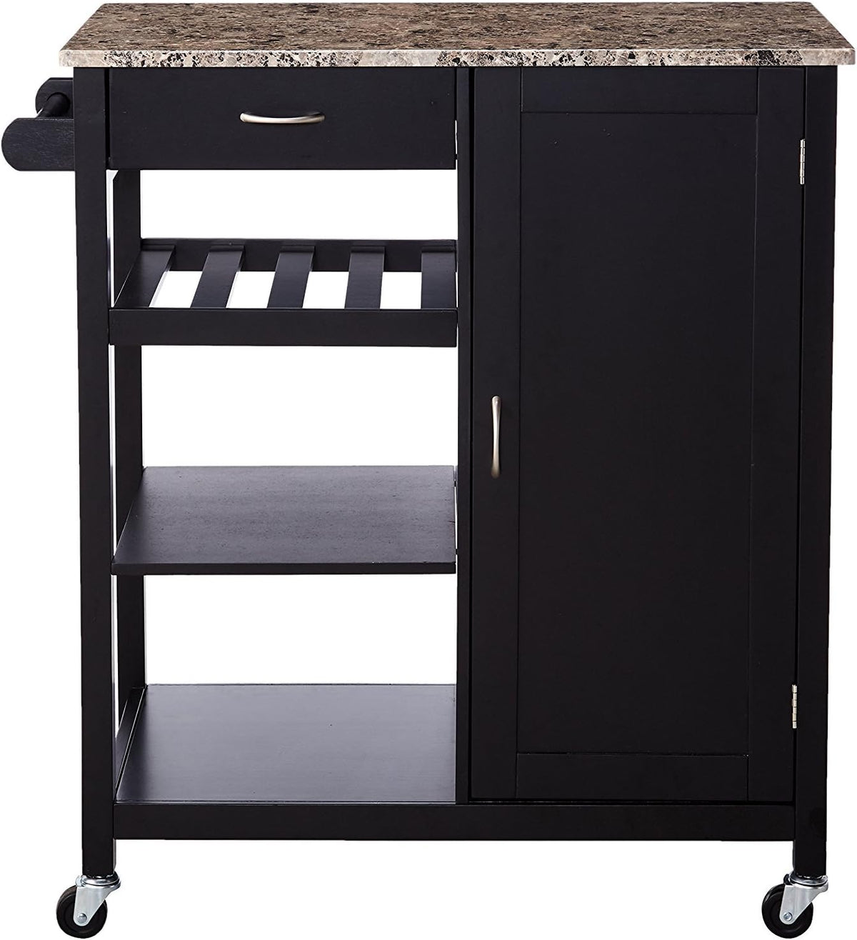 Black Finish Wood Kitchen Storage Cabinet Cart Z2252