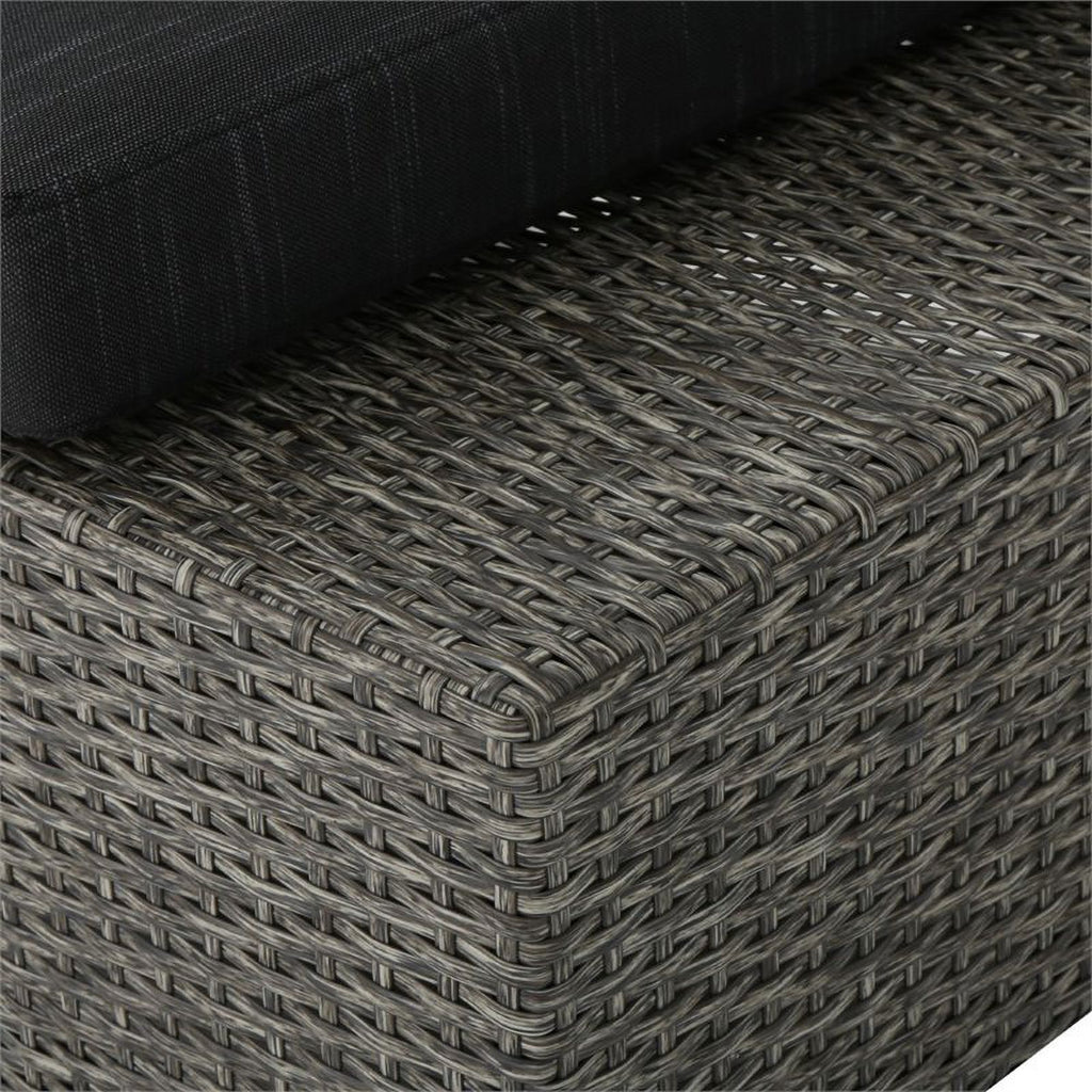 3 Piece Outdoor Wicker Sectional Sofa Set in Black D277