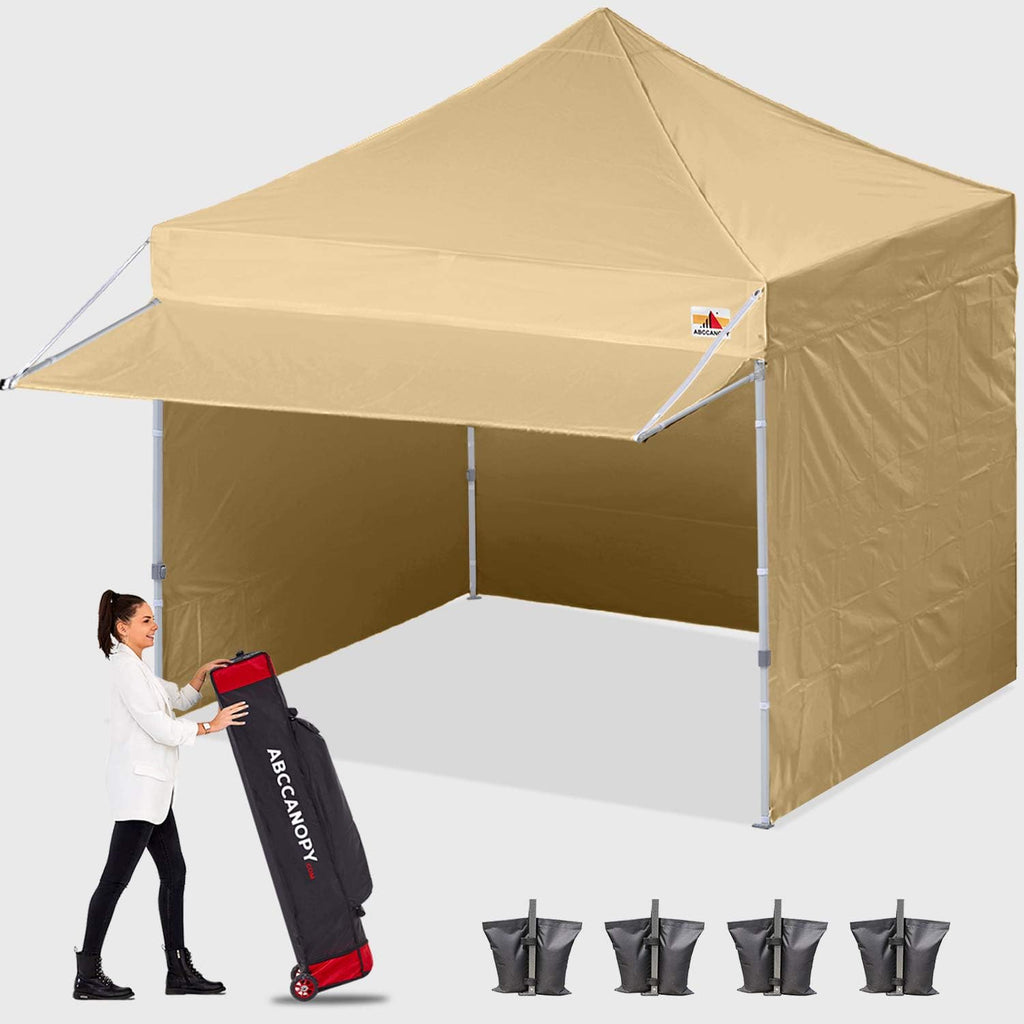 White 10x10 Pop up Canopy Tent with Awning and Sidewalls N78630