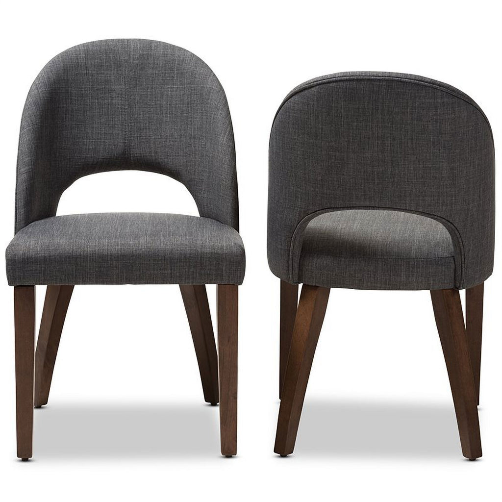 18.5" Mid-Century Fabric Dining Side Chair in Dark Gray (Set of 2) E3368