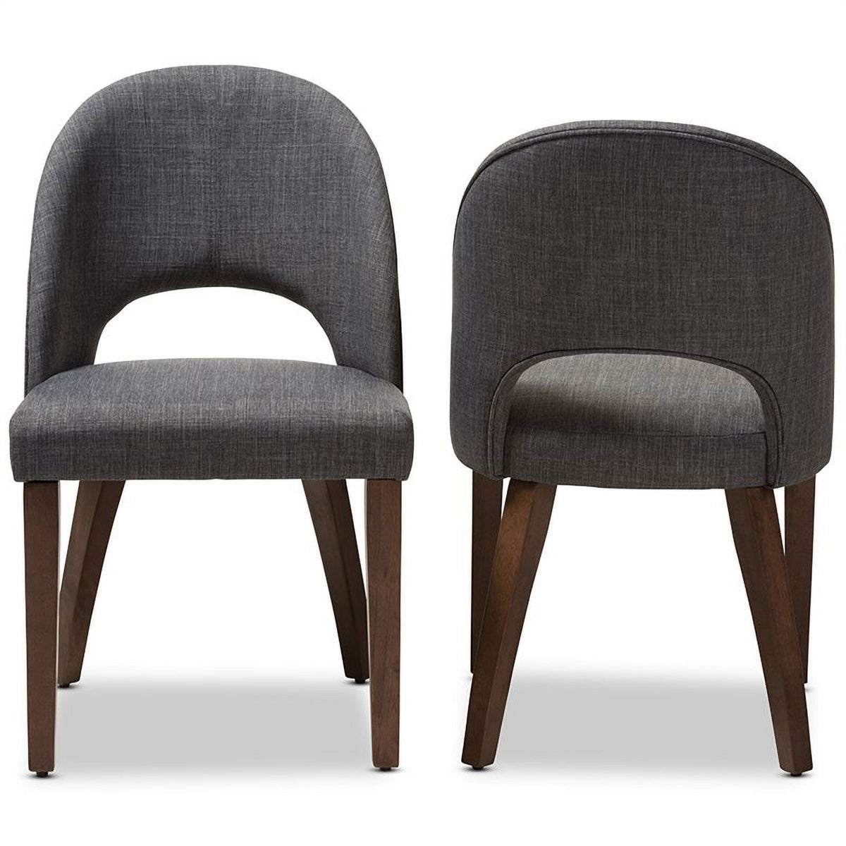 18.5" Mid-Century Fabric Dining Side Chair in Dark Gray (Set of 2) E3368