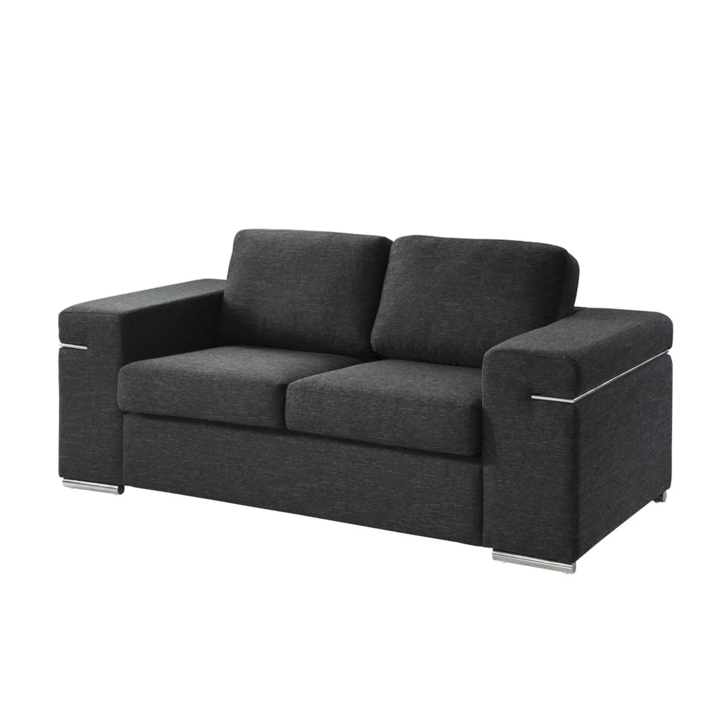 Black Linen Fabric Loveseat O20936