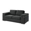 Black Linen Fabric Loveseat O20936