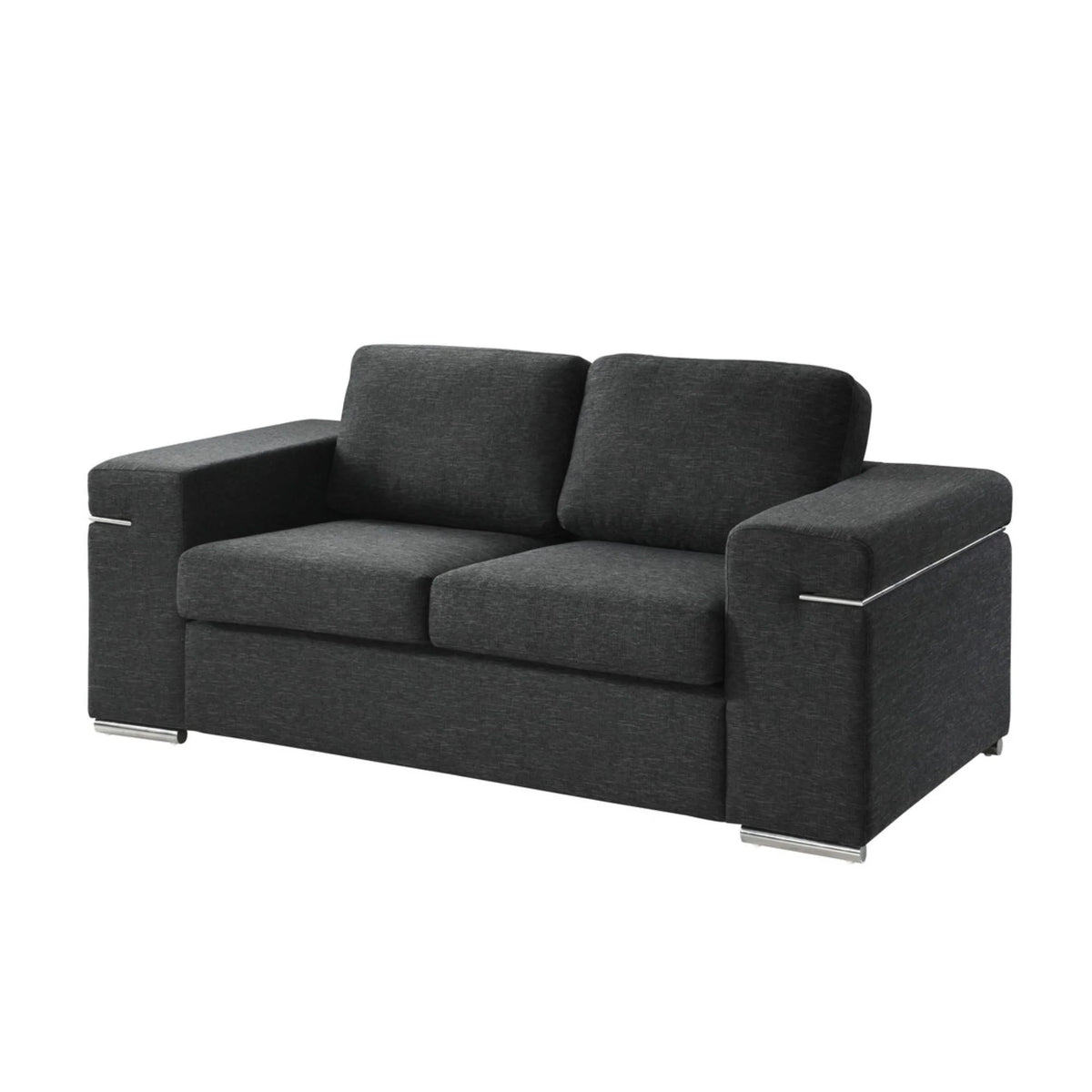Black Linen Fabric Loveseat O20936
