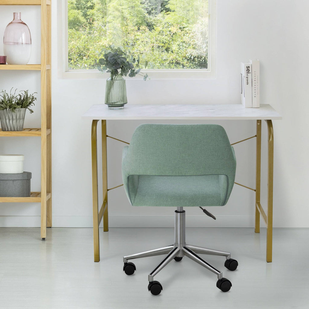 40 inch Faux Marble Top Desk with Brass Frame G1359