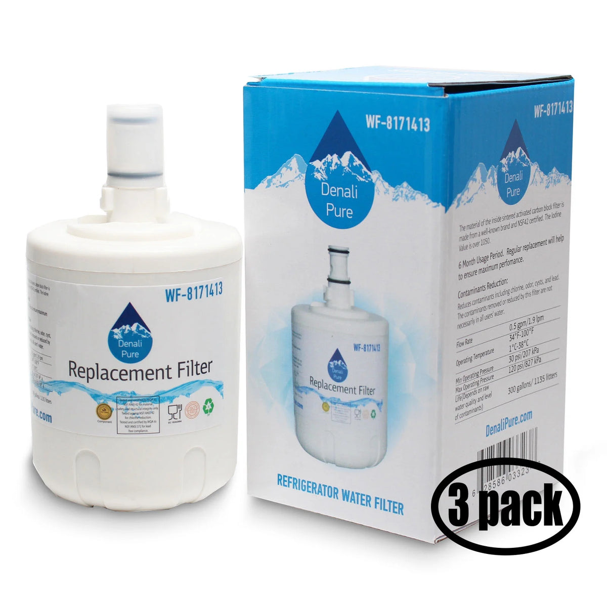 3-Pack Replacement Refrigerator Water Filter Cartridge R590