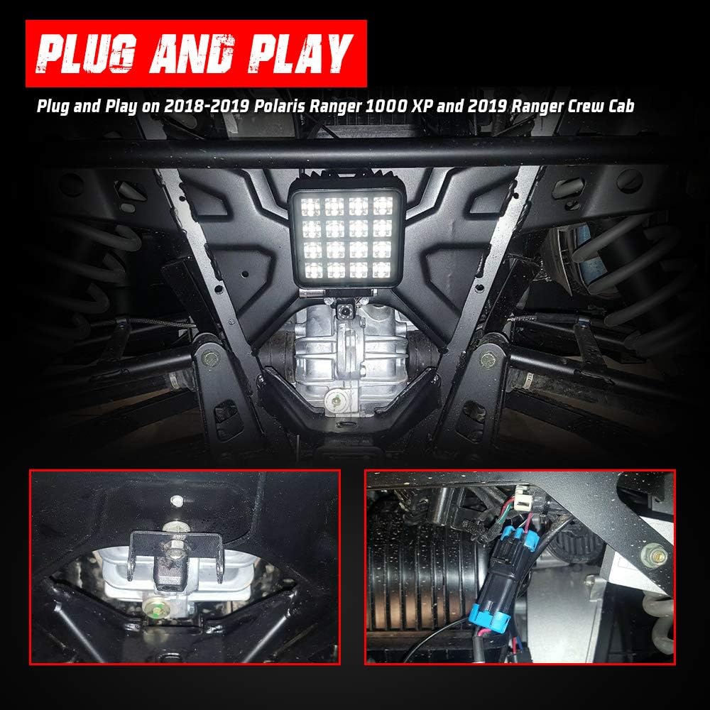 27W LED Backup Light for Polaris Ranger Crew 1000 XP Rear Below Cargo Reverse Flood Light Bar Pack of 2 E13663
