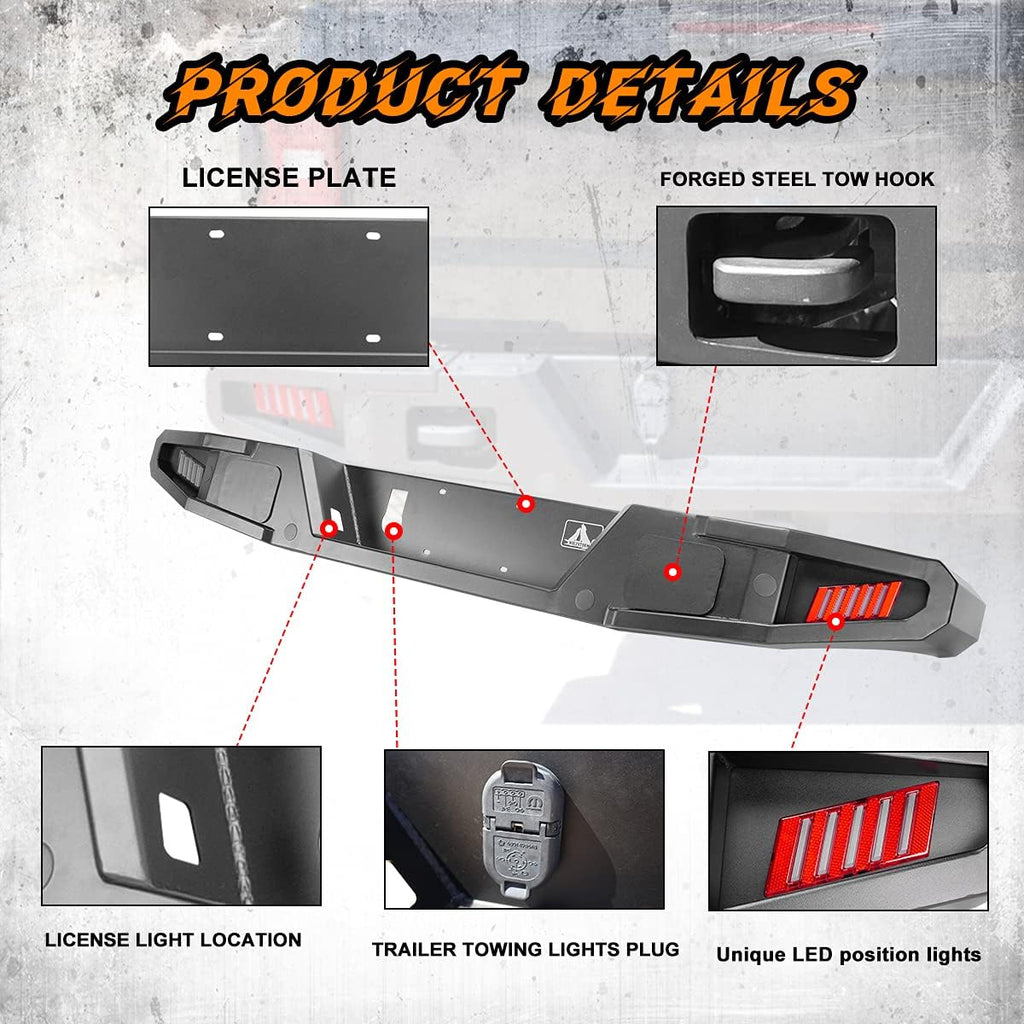 Rear Bumper with 2 Led Lights and Hitch Receiver B353042
