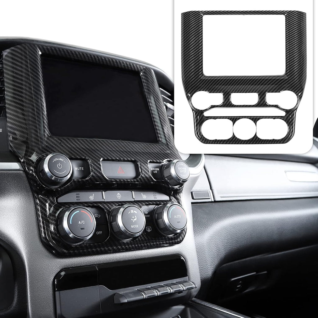 Red Carbon Fiber ABS Center Control Touch Screen Trim Cover Pack of 2 V4219