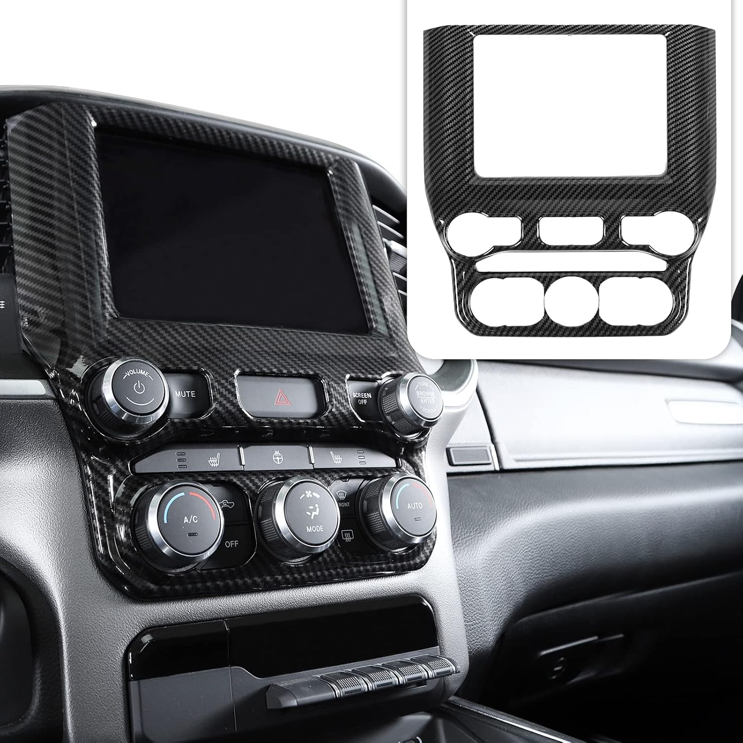 Red Carbon Fiber ABS Center Control Touch Screen Trim Cover Pack of 2 V4219