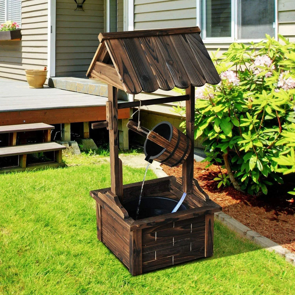 Wood Patio Outdoor Fountain with Adjustable Flow Submersible Electric Pump D2147