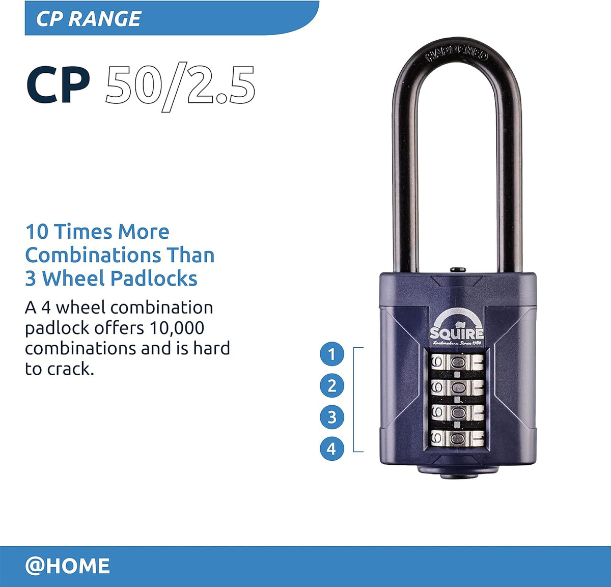 Blue 60 mm 5 Wheel Combination Padlock, Alloy Steel, Pack of 2 H7027