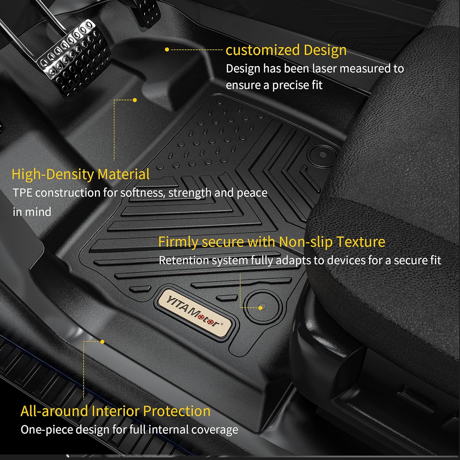 Black TPE Floor Mats Cargo Trunk Liners Set for Honda CR-V Y24167