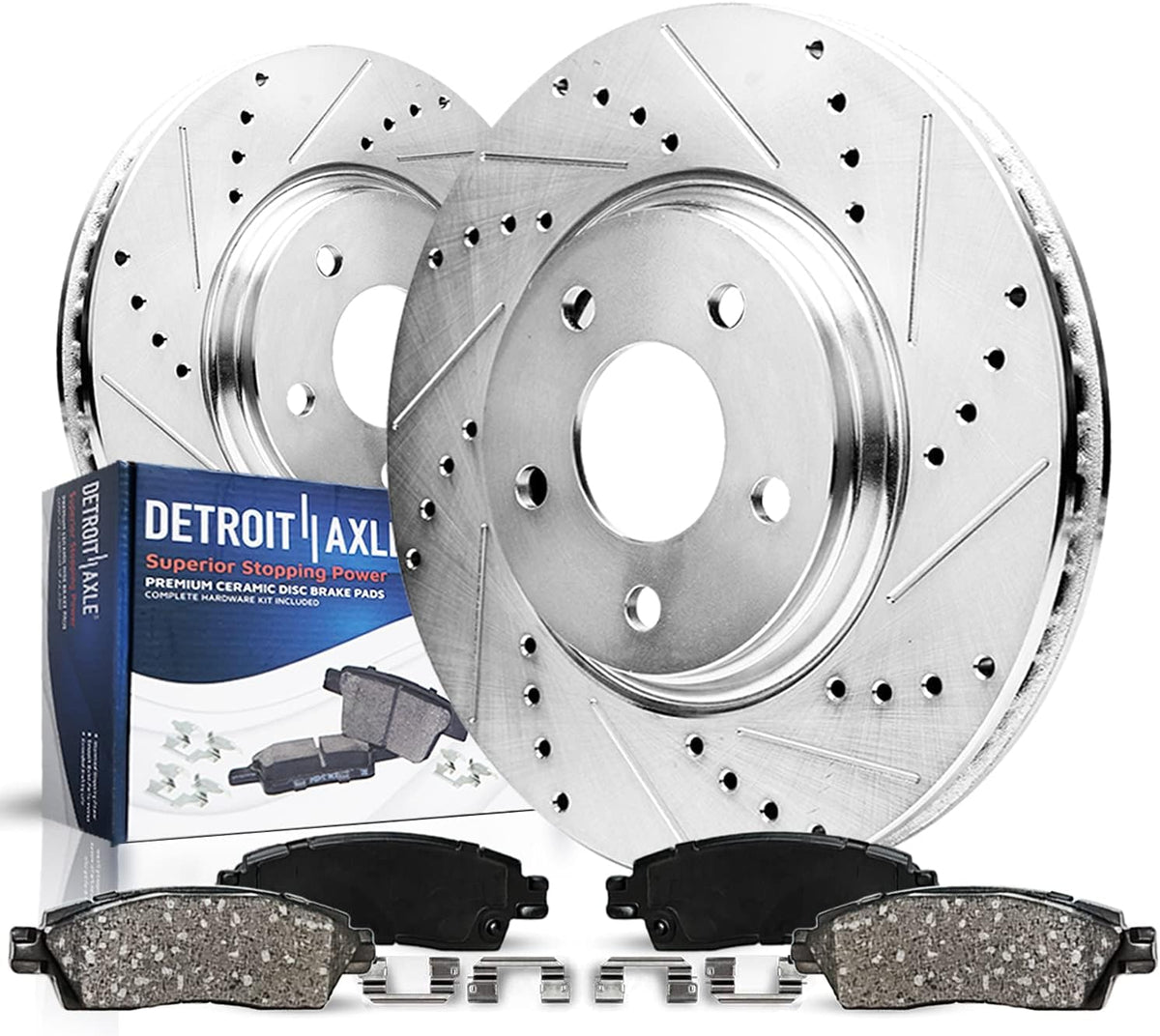 11.81" Front Drilled & Slotted Rotors + Brake Pads 4pc Set M320
