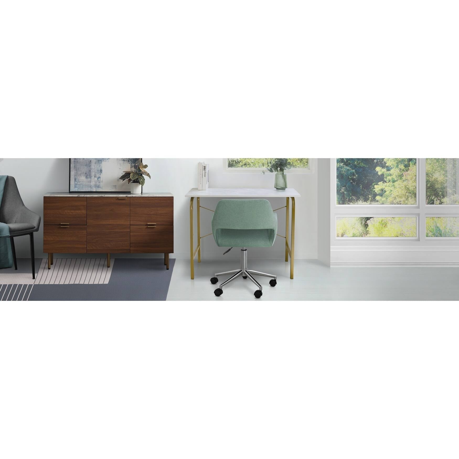 40 inch Faux Marble Top Desk with Brass Frame G1359