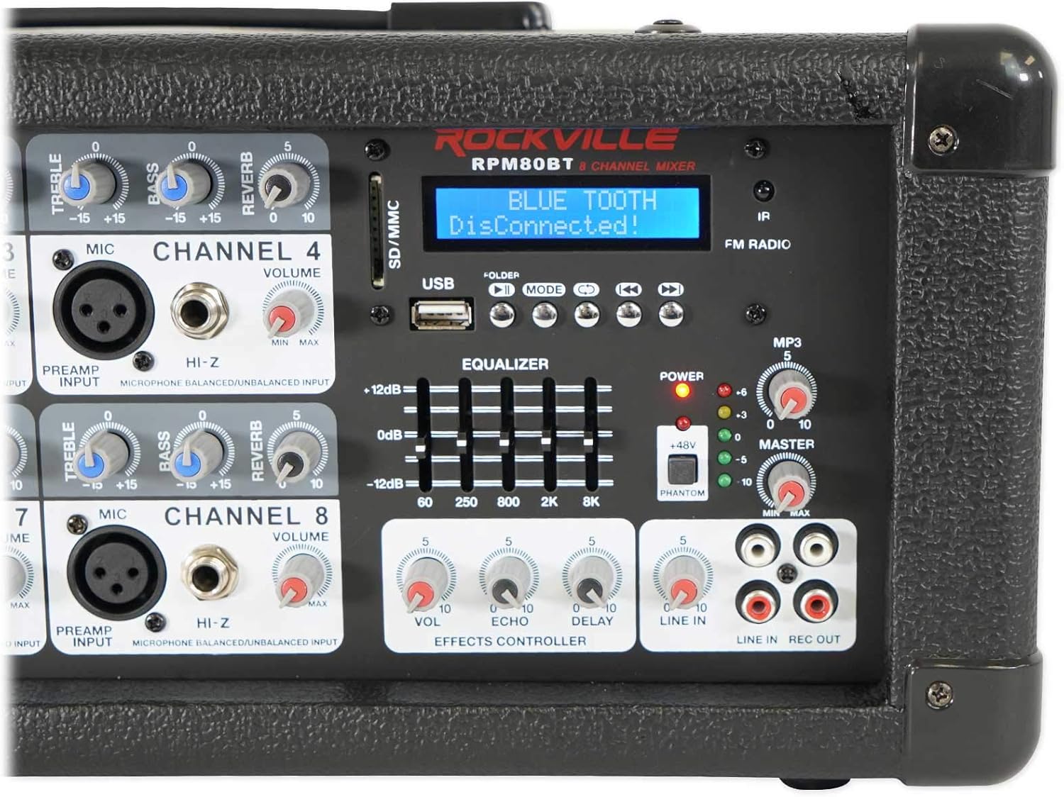 2400w Powered 8 Channel Mixer/Amplifier with Bluetooth W6199
