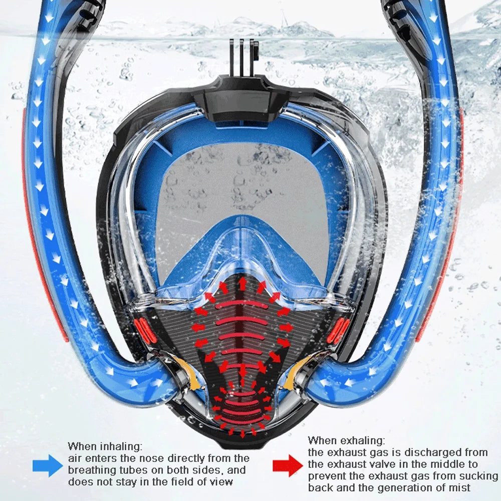 Snorkeling Double Tube Silicone Diving Goggles U52915