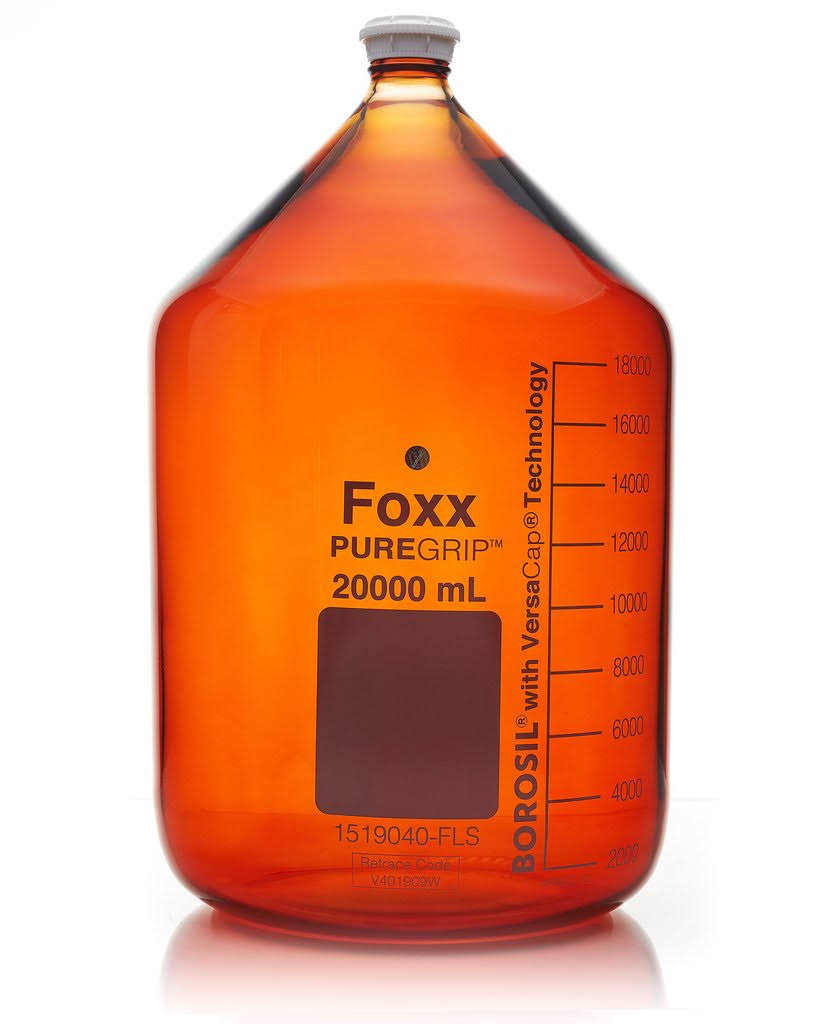Amber Glass Media Storage Bottles with GL45 VersaCap R482